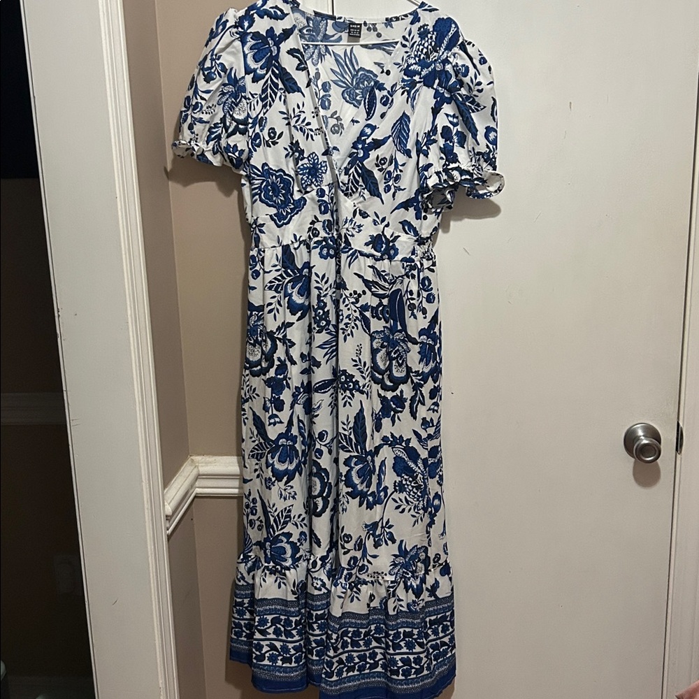 SHEIN Blue Floral Patterned Dress